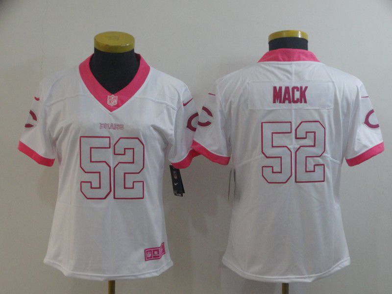 Women Chicago Bears #52 Mack white pink Nike Vapor Untouchable Limited Player NFL Jerseys->youth nfl jersey->Youth Jersey